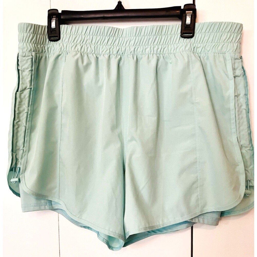 Avia Womens Athletic Lined Shorts Aqua Size XL
